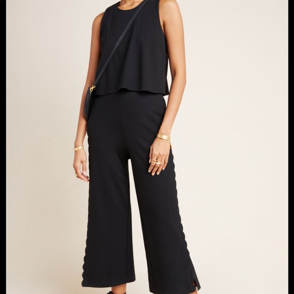 Anthropologie Pants - Anthropologie Freya Scalloped Black LayerJumpsuit